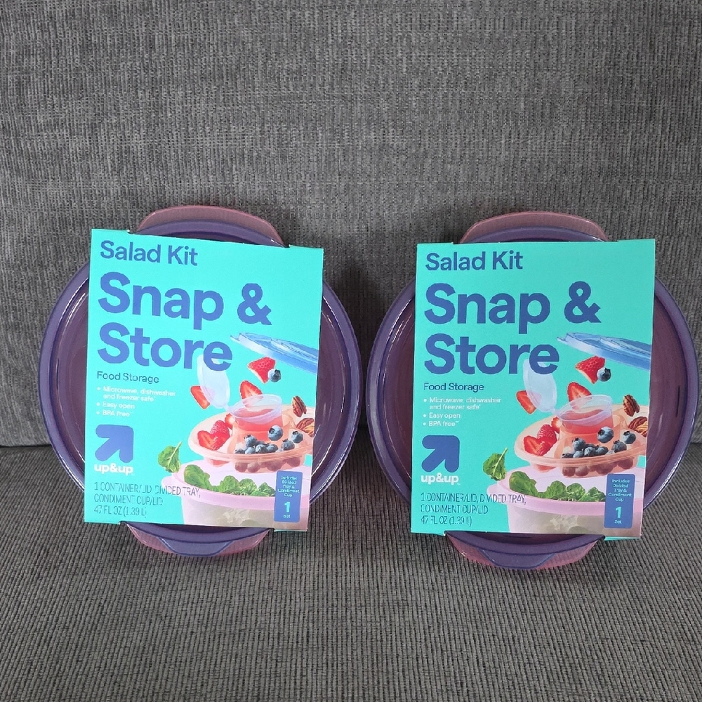 Snap‎ & Store Salad Kit By Up & Up, 2 Kits, New, Purple And Pink